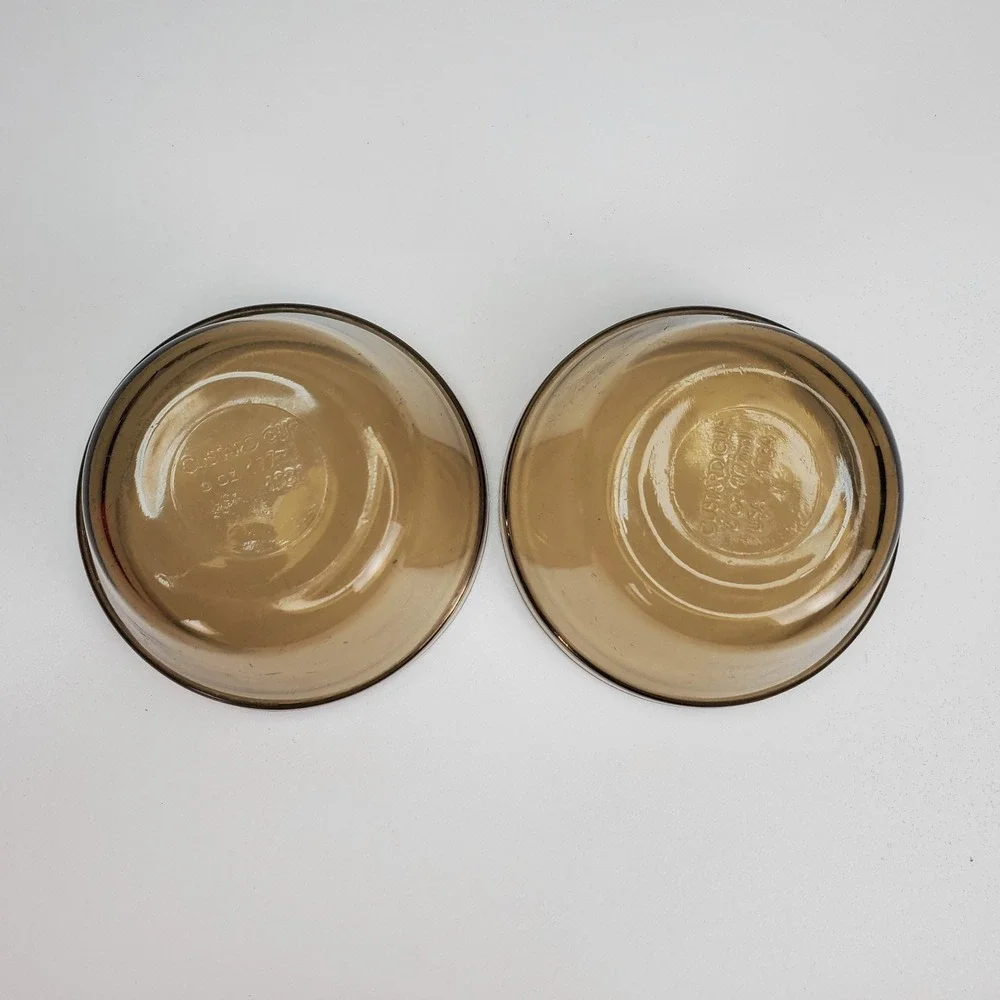 Vintage Smokey Brown Glass Custard Cups 6oz Ramekins‎ Set of 4 USA 1034